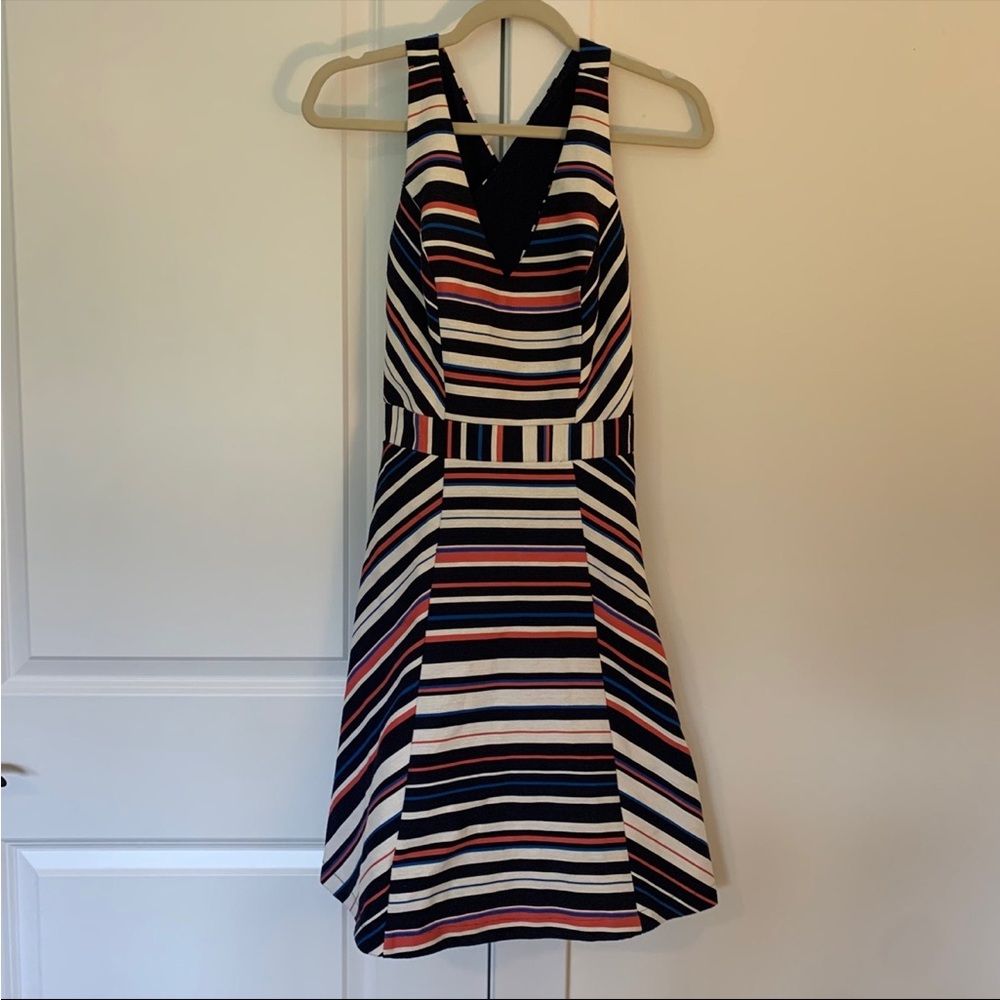 Anthropologie Maeve Striped Cutout Fit and Flare Dress